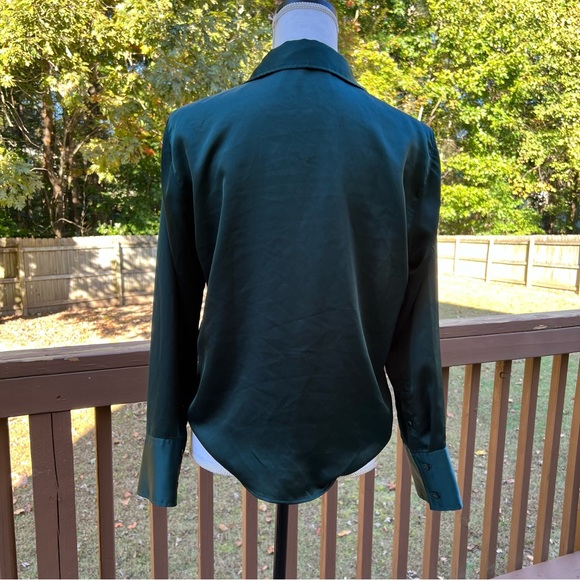 Abercrombie and Fitch size small green satin blouse - Picture 2 of 6